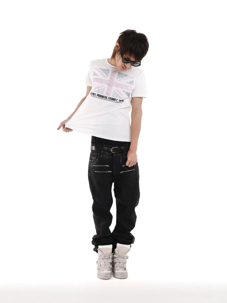 Distressed Star Union Jack T-Shirt【s0000018248】