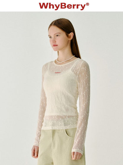 Lace round neck T-shirt【s0000011982】