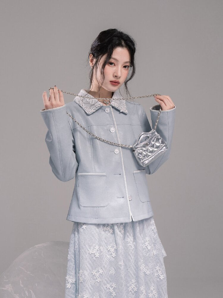 Detachable Lace Waist Leather Jacket【s0000015745】