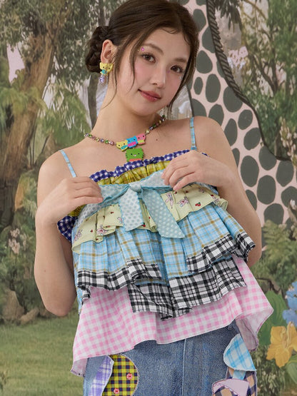 Plaid Bow Camisole Tank Skirt【s0000017118】