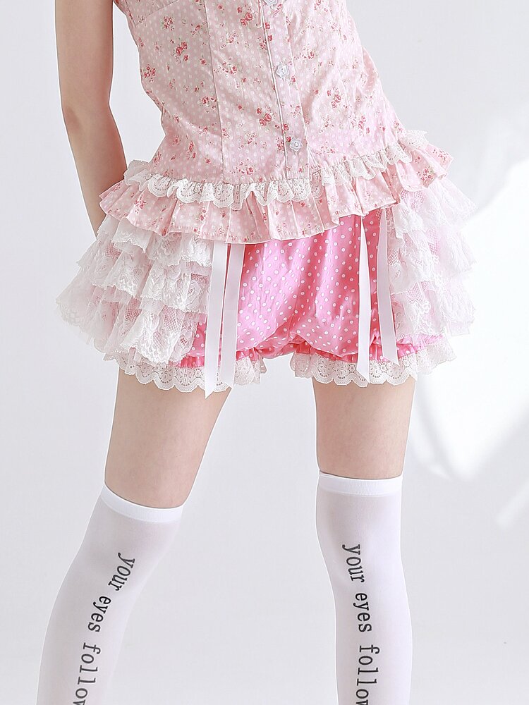Pink Polka Dot Lolita Pants Skirt【s0000016552】