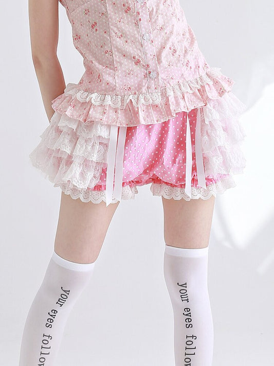 Pink Polka Dot Lolita Pants Skirt【s0000016552】