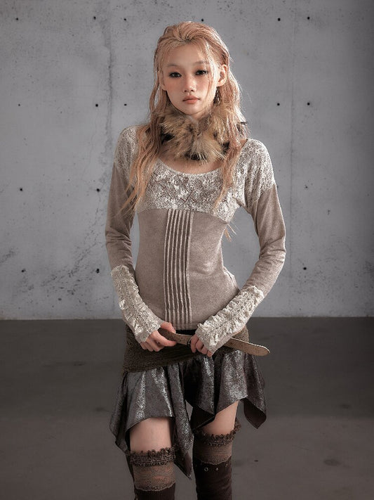 Lace Embroidered Knit Sweater【s0000019159】