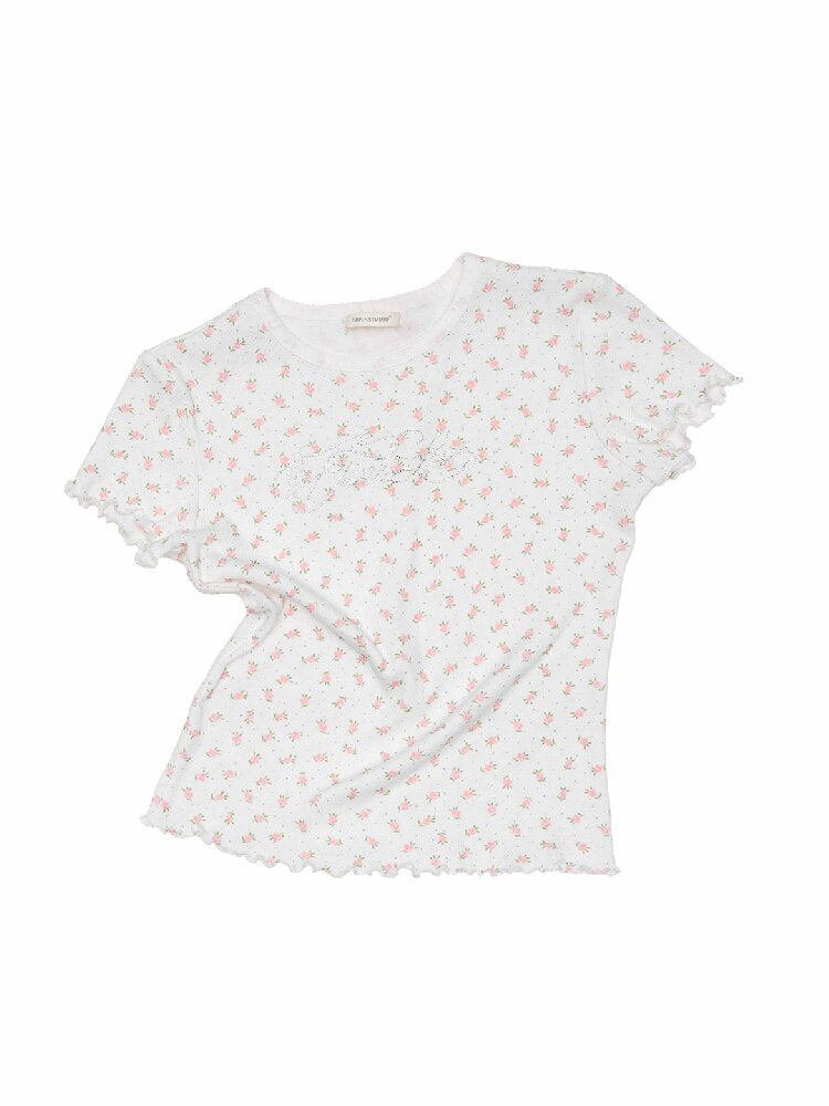 Diamond Lace Slim Short Sleeve T-Shirt【s0000016909】