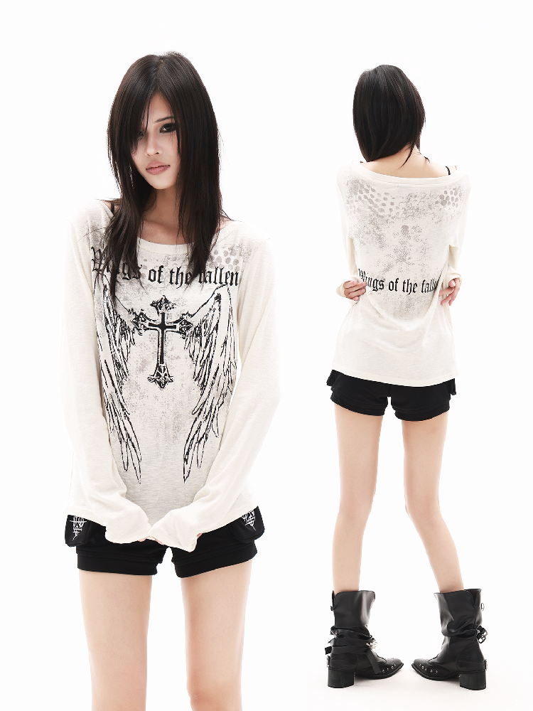 Indian Cotton Gothic Slogan Shirt【s0000018323】