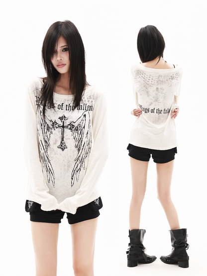 Indian Cotton Gothic Slogan Shirt【s0000018323】