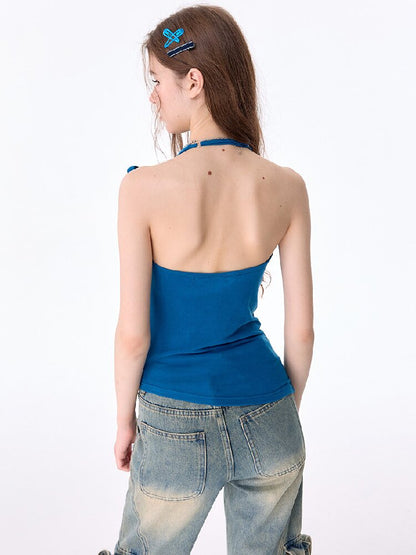 Swing Collar Bow Halter Tank Top【s0000017753】
