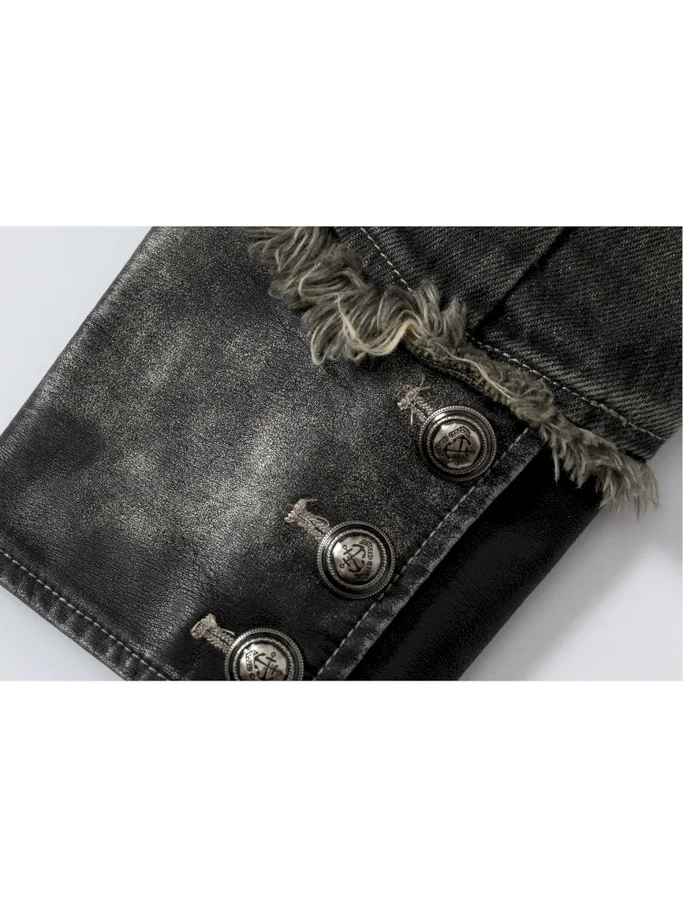 Denim Detachable Slim-Fit Hooded Jacket【s0000013951】