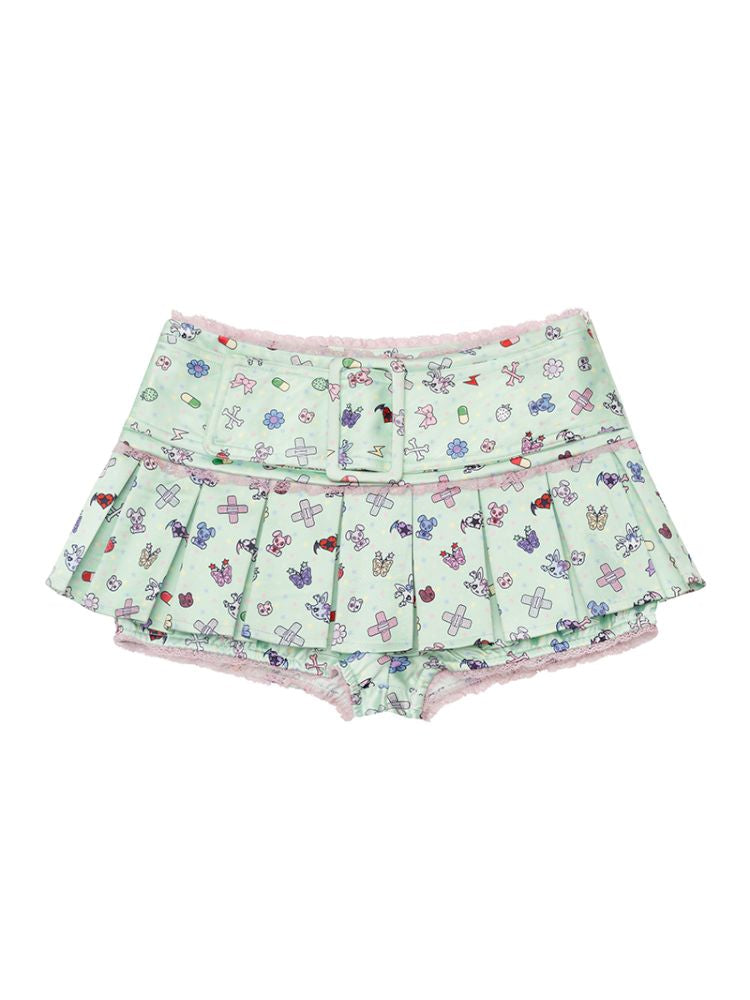 Small appliqué print pleated skirt【s0000012590】