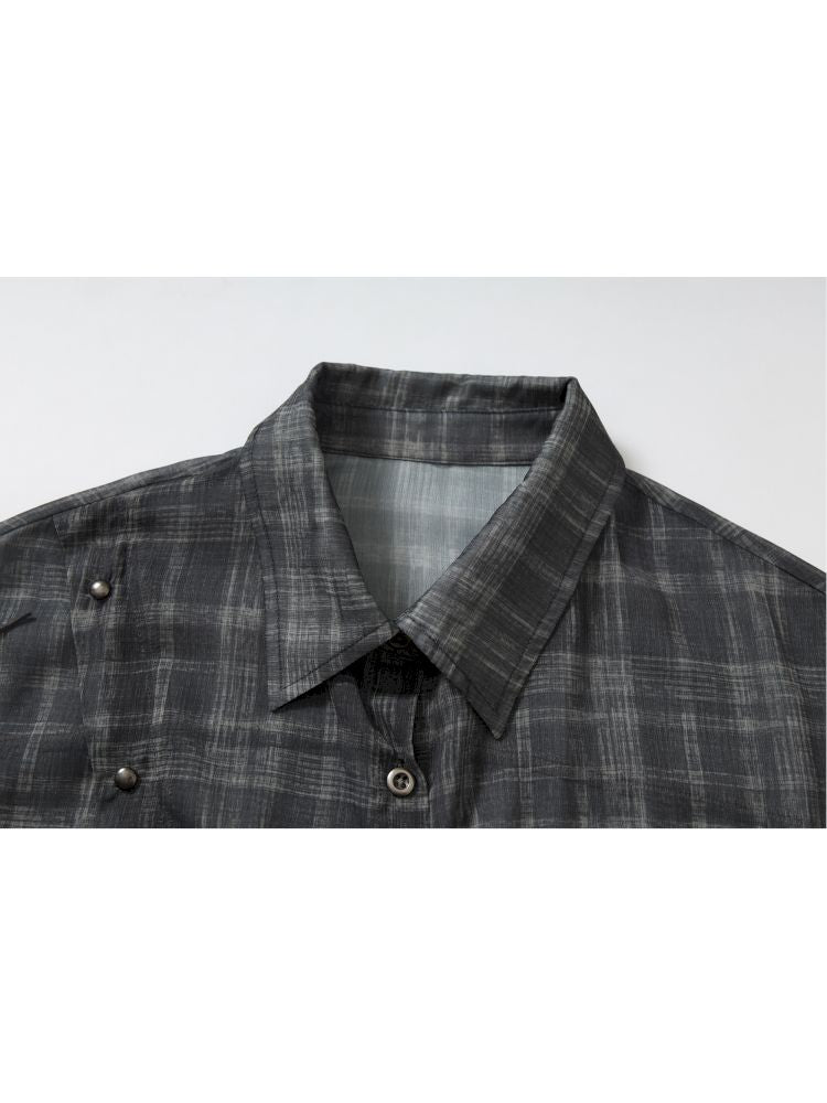 Polka dot plaid sun loose shirt【s0000012622】