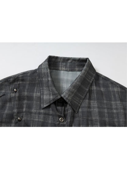 Polka dot plaid sun loose shirt【s0000012622】