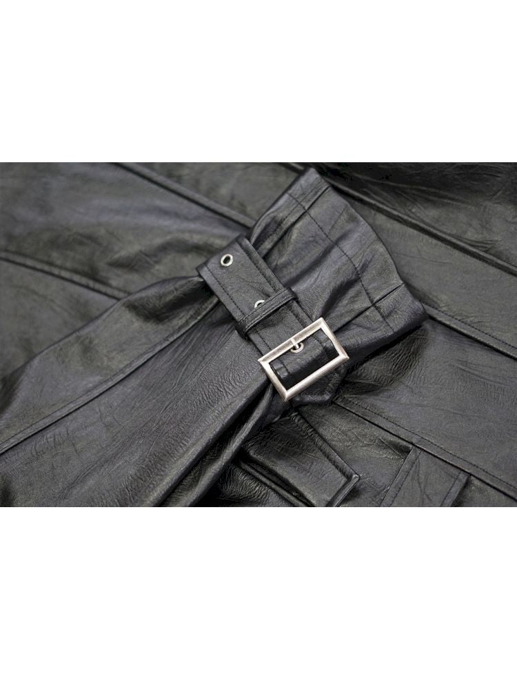 Loose black myriad leather jacket【s0000013885】