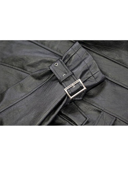 Loose black myriad leather jacket【s0000013885】