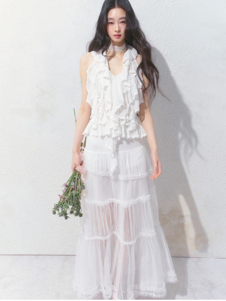 Semi-Sheer Vibe Halter Long Skirt【s0000012158】