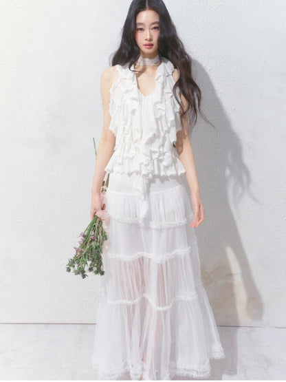 Semi-Sheer Vibe Halter Long Skirt【s0000012158】