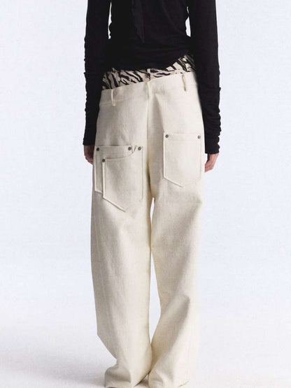 Irregular Zebra Wide Leather Pant【s0000015392】