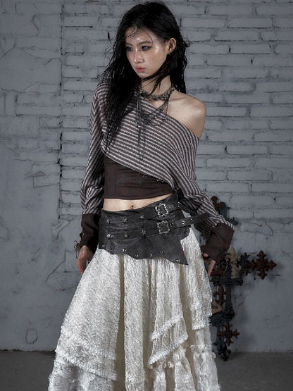 One Neck Tie Long Sleeve Short Top【s0000011832】