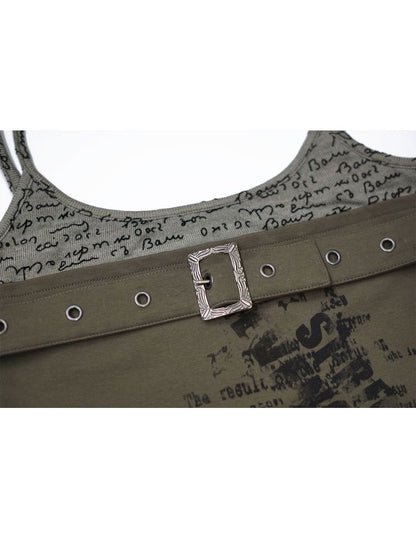 Belt Buckle Patchwork Cami Tank Top【s0000012641】