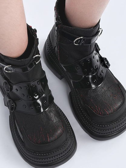 Black Cool Square Toe Martin Boots【s0000013707】