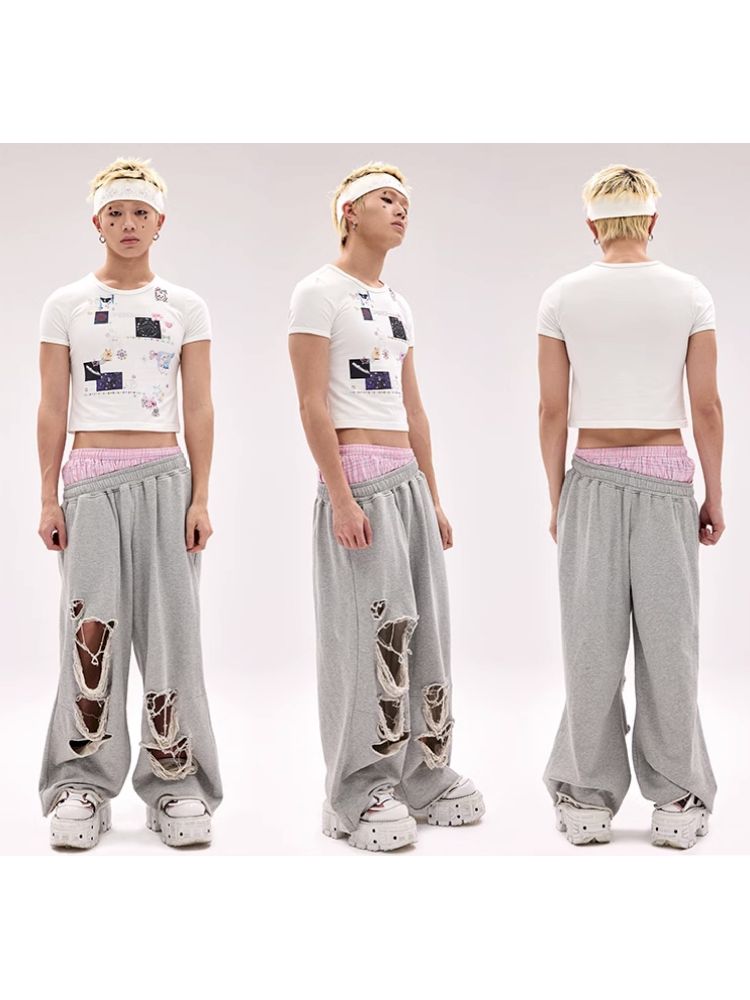 Sticker Printed Rhinestone T-Shirt【s0000011794】