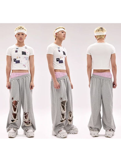 Sticker Printed Rhinestone T-Shirt【s0000011794】