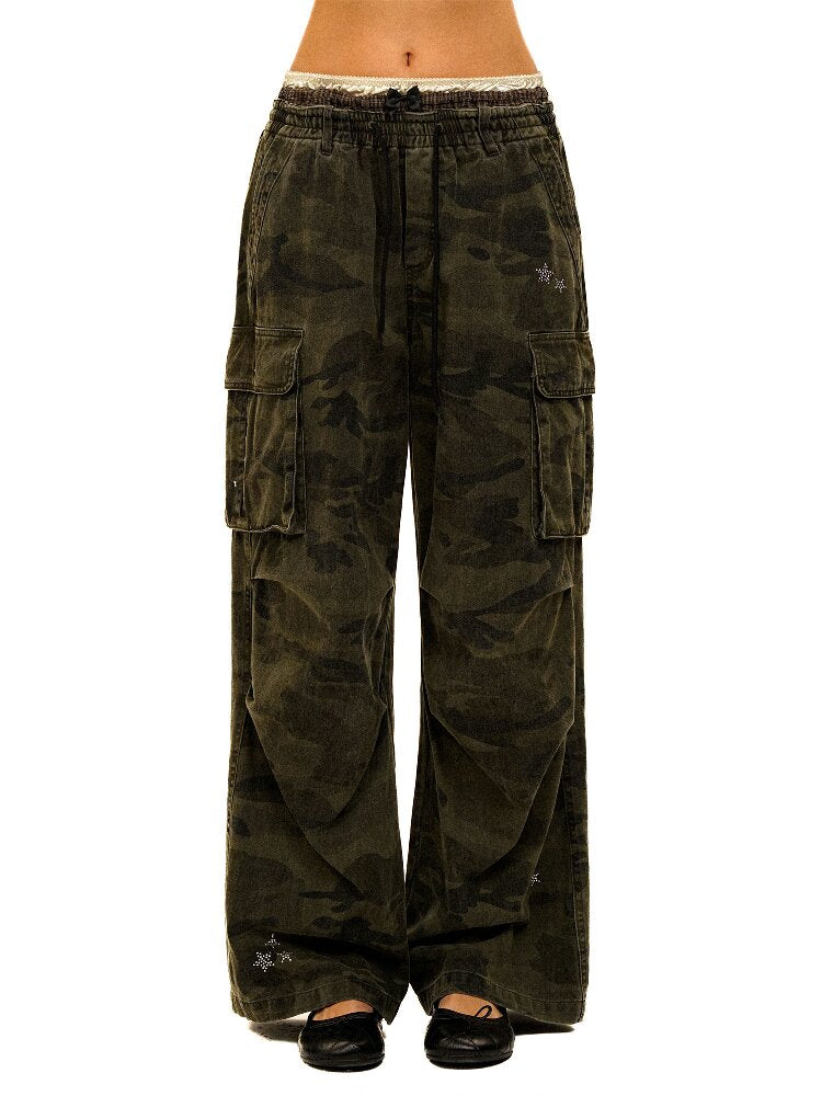 Star Rhinestone Camo Work Pants【s0000017908】