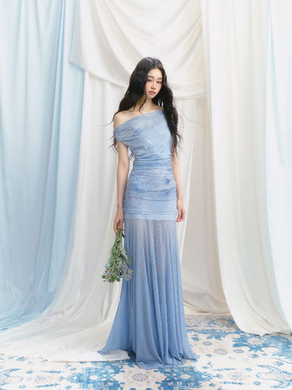 Tansparent a-line tulle dress【s0000012149】