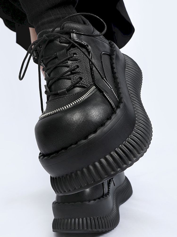 Gothic subculture lace up thick bottom shoes【s0000013710】