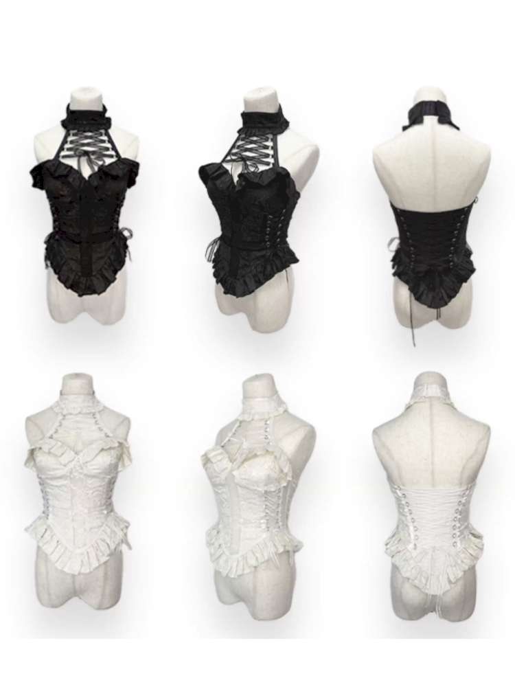 Cross Cut Out Jacquard Halter Gothic Coat【s0000014685】