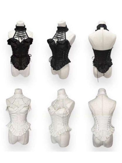 Cross Cut Out Jacquard Halter Gothic Coat【s0000014685】