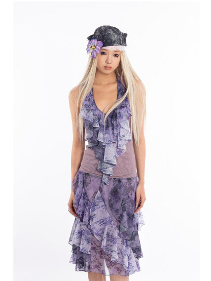 Vintage Pattern Ruffle Camisole【s0000018060】