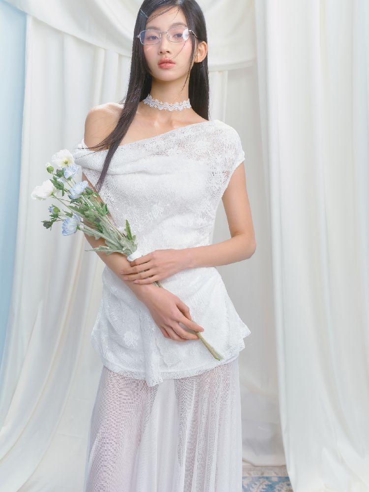 French lace pressed pleated dress【s0000012147】