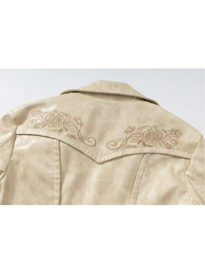 Slim-Fit Short Leather Jacket【s0000013945】