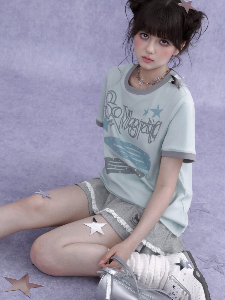 Print Crew Neck Short Sleeve T-Shirt【s0000016646】