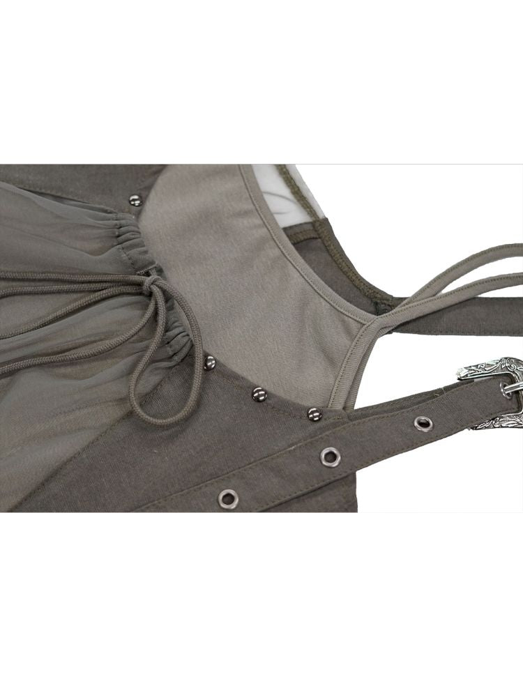 Real two pieces mesh splicing halter dress【s0000013893】