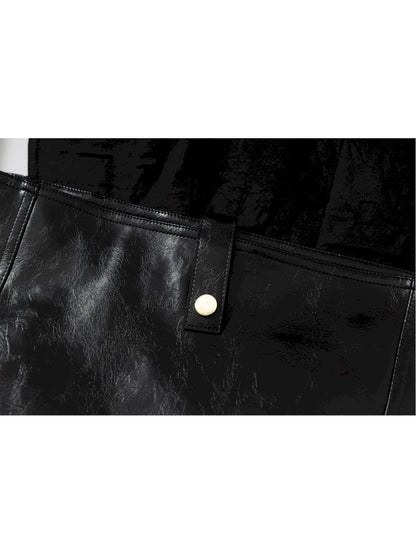 Gold foil print heavy-duty leather shoulder bag【s0000012778】