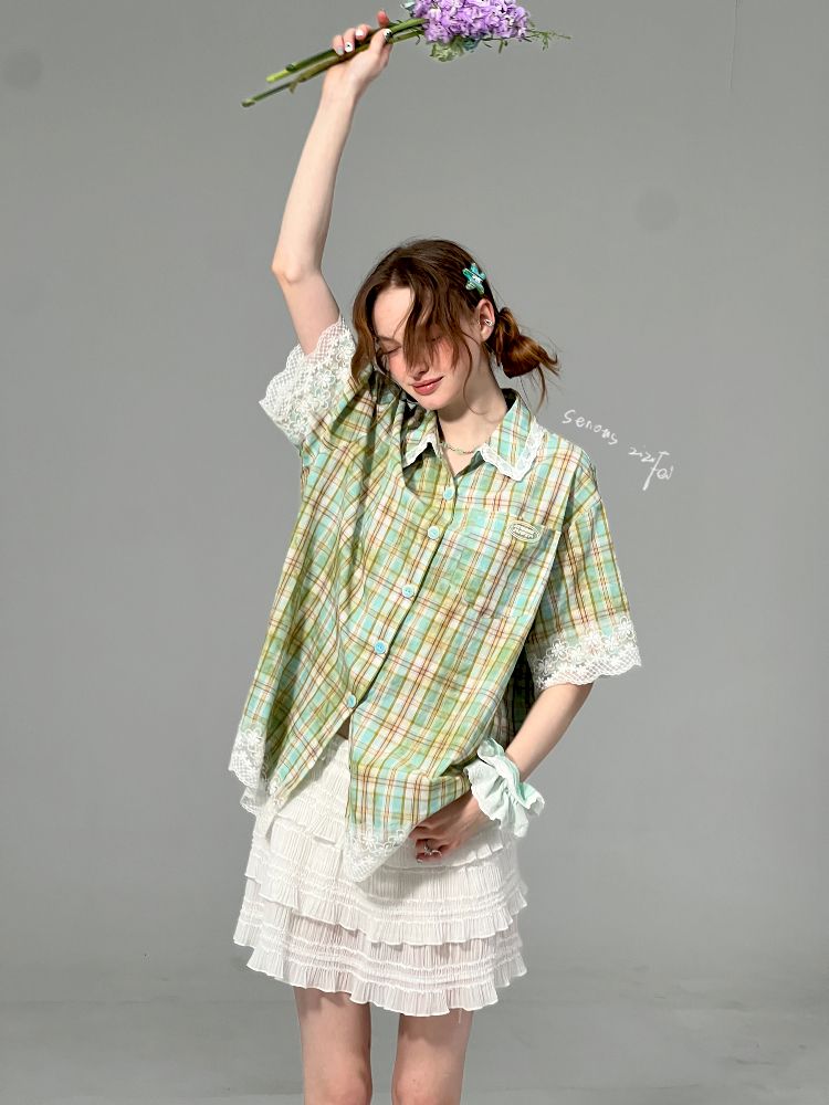 Plaid Short Sleeve Shirt【s0000012257】