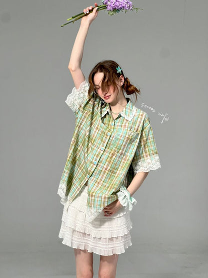 Plaid Short Sleeve Shirt【s0000012257】