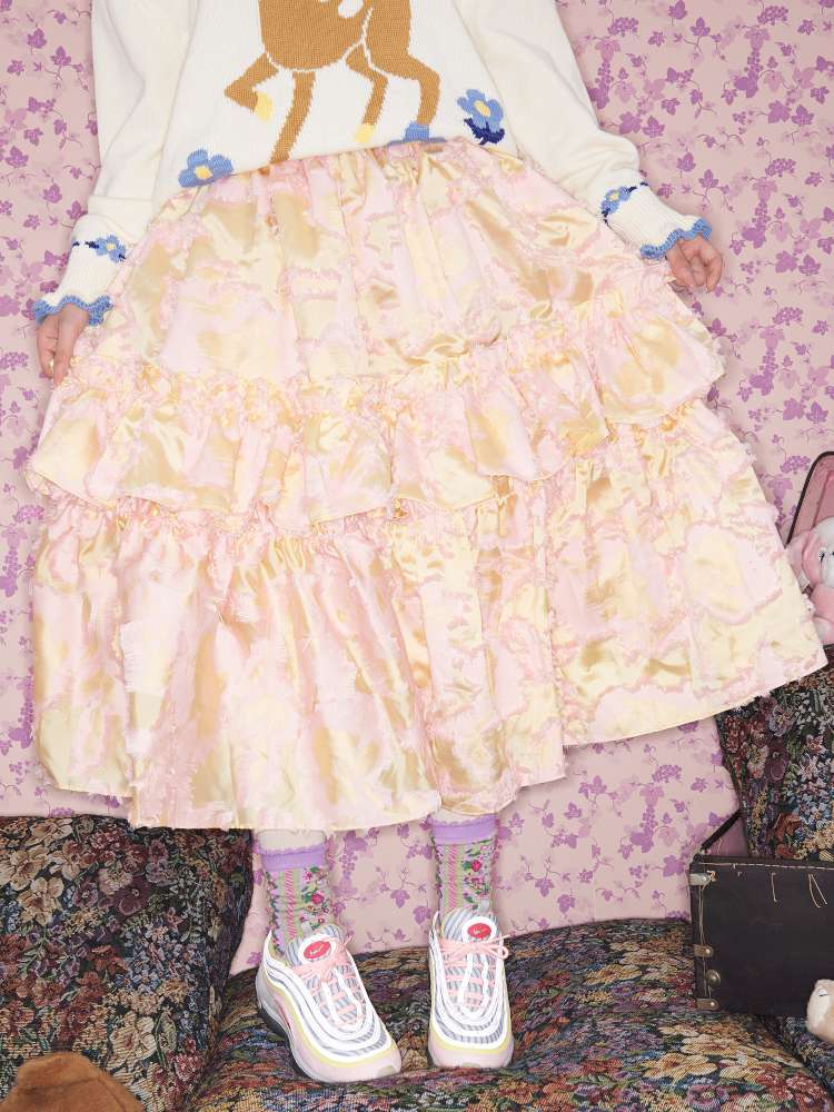 Custom Cut Multi-layer Ruffled Skirt【s0000015027】