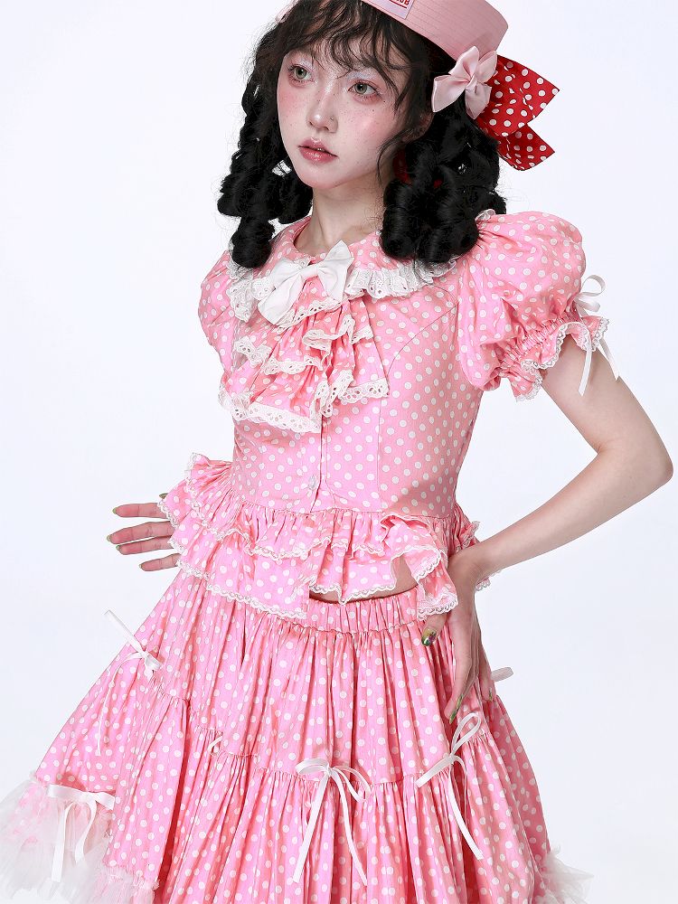 Polka Dot Short Sleeve Top【s0000012186】