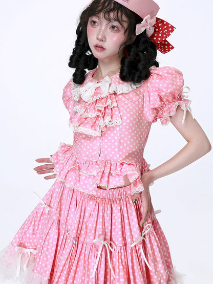 Polka Dot Short Sleeve Top【s0000012186】