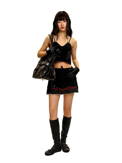 Distressed Panelled Multi Skirt【s0000016411】