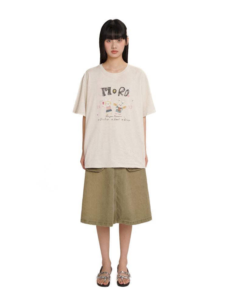 Soft collar worn Loose short-sleeved T-shirt【s0000012544】