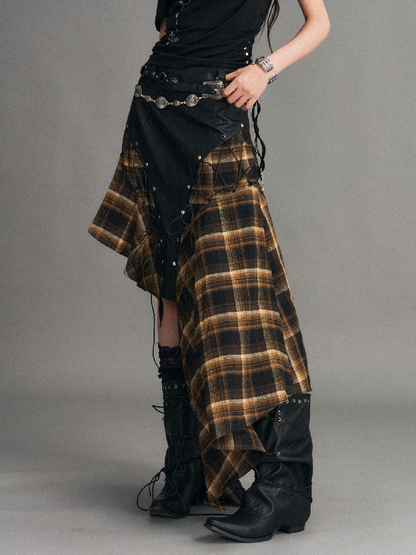 Punk Retro Strappy Plaid Skirt【s0000017534】