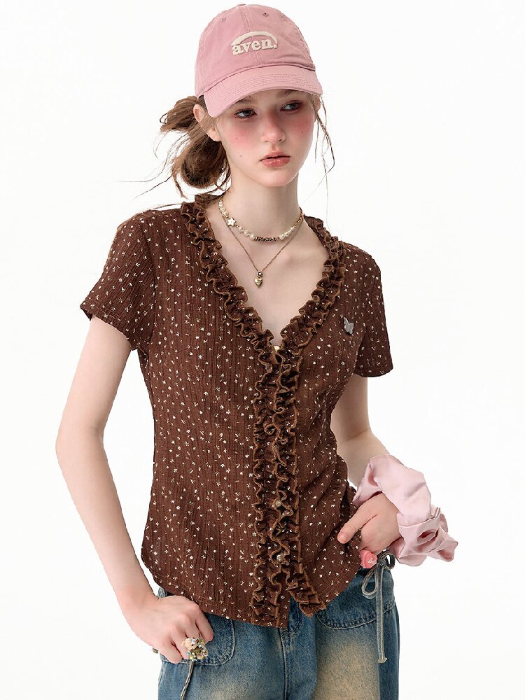 Polka Dot Lace Patchwork Tee【s0000017750】