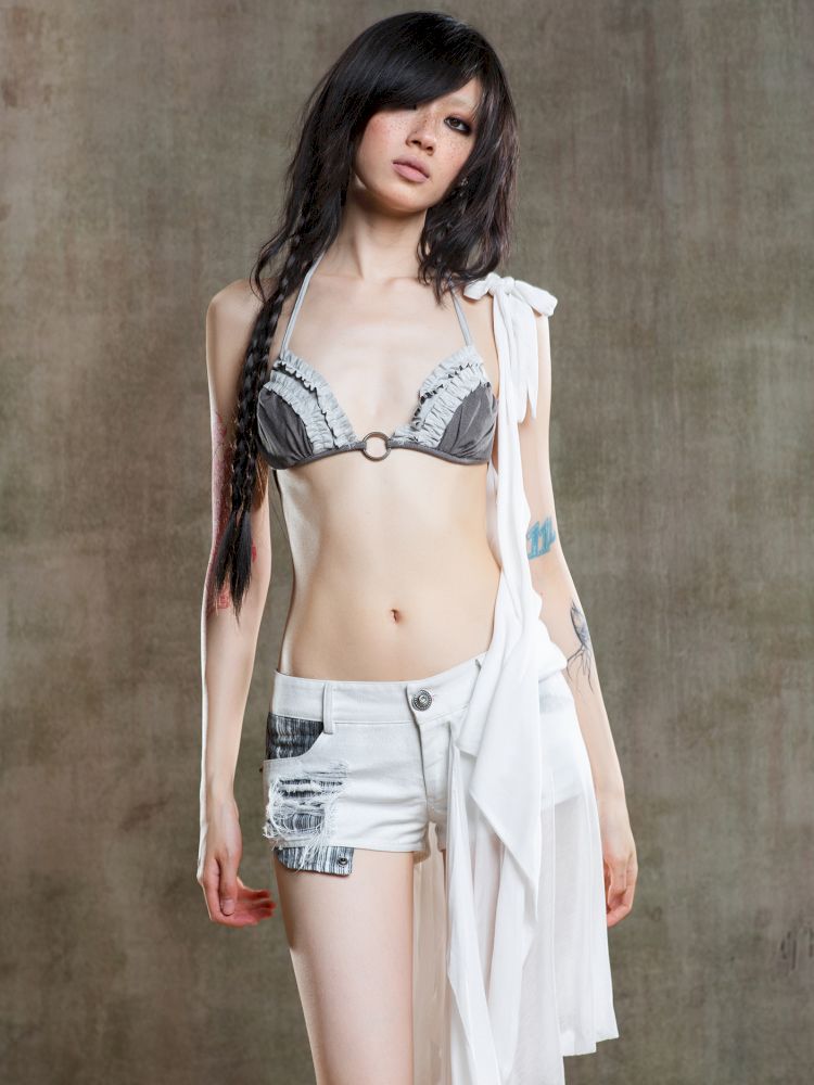 Drawstring Crash Ruffle Bikini【s0000012659】