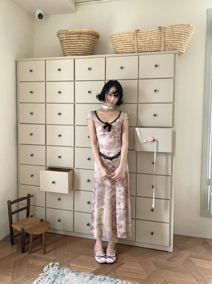 Vintage Pattern Lace Floral Dress【s0000018086】