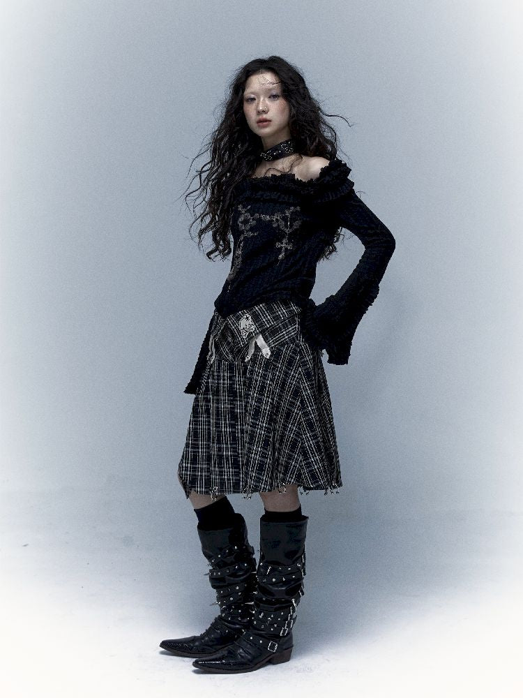 Peplum irregular pleated bustier midi skirt【s0000005970】