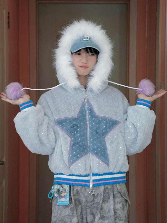 Star Plush Hooded Jacket [S0000010864]