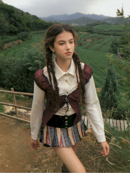 Blue Plaid Polka Dot Long Shirt【s0000014902】